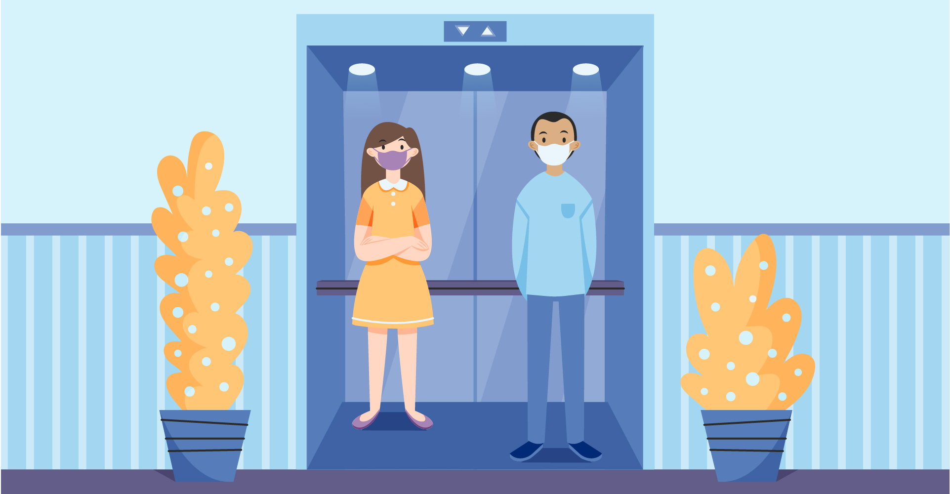 The mask in the elevator, means of transport, hospitals-clinics is mandatory